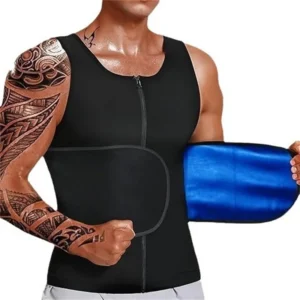 MrifDila Men Sauna Suit Tank Magic Sticker Sauna Suit Tank Men Waist Trainer Tank Top Sauna Sweating Sleeveless Tummy Control